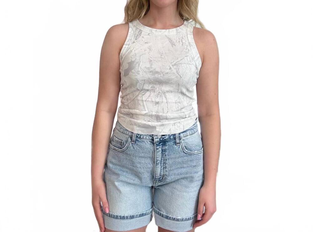 NEW HYFVE camo ribbed tank top in white